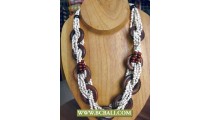 White Beading wrap Woods Fashion Necklaces